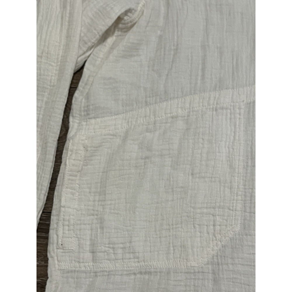 We The Free Free People White Cotton Button Up Blouse Size XL Gauze Shirt - Picture 8 of 8